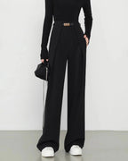 Straight-Leg Black Natural High-Waist Trousers