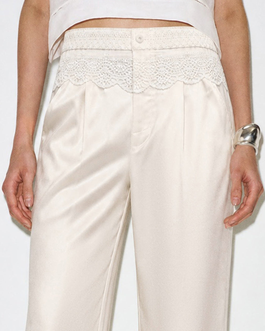 Apricot Elastic Waist Pants with Pockets