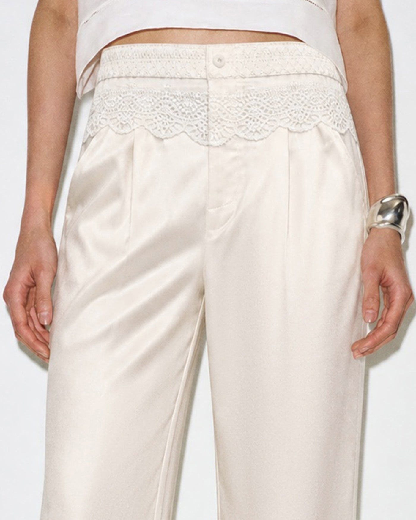 Apricot Elastic Waist Pants with Pockets
