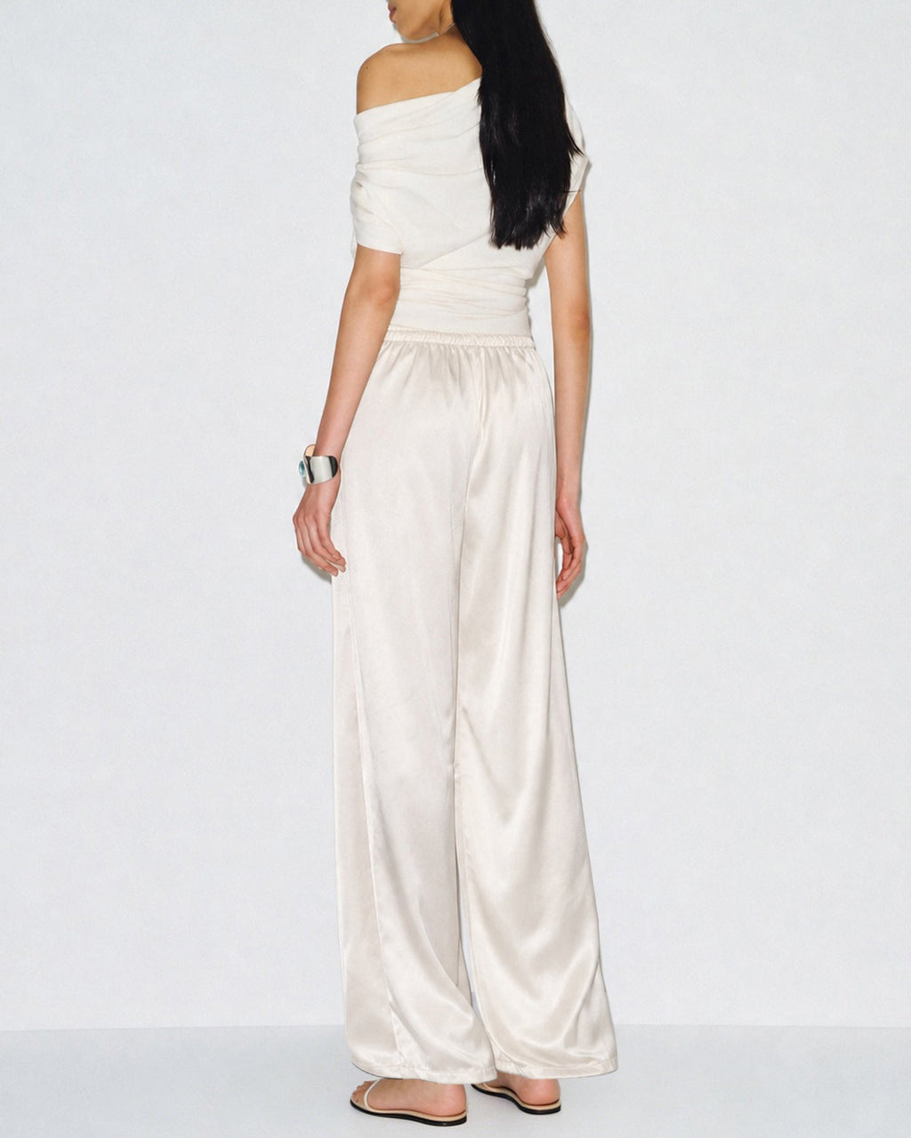 Apricot Elastic Waist Pants with Pockets