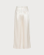 Apricot Elastic Waist Pants with Pockets