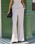 Casual Grey Flared Pants with Pockets