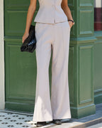 Casual Grey Flared Pants with Pockets