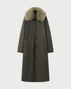 Reversible Long Coat with Brown Fur Collar