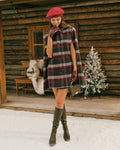 Red Plaid Cape Sleeve Jacket