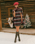 Red Plaid Cape Sleeve Jacket