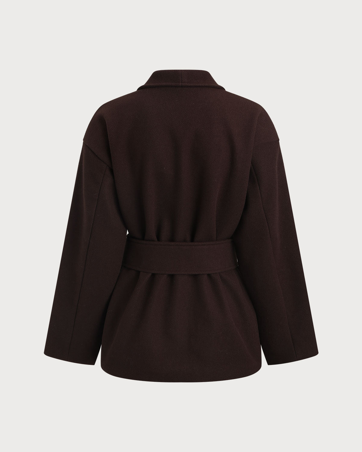 Coffee-Colored Belted Shawl Coat