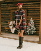 Red Plaid Cape Sleeve Jacket