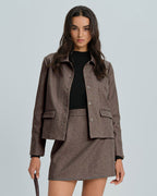 Solid Brown Single-Breasted Jacket