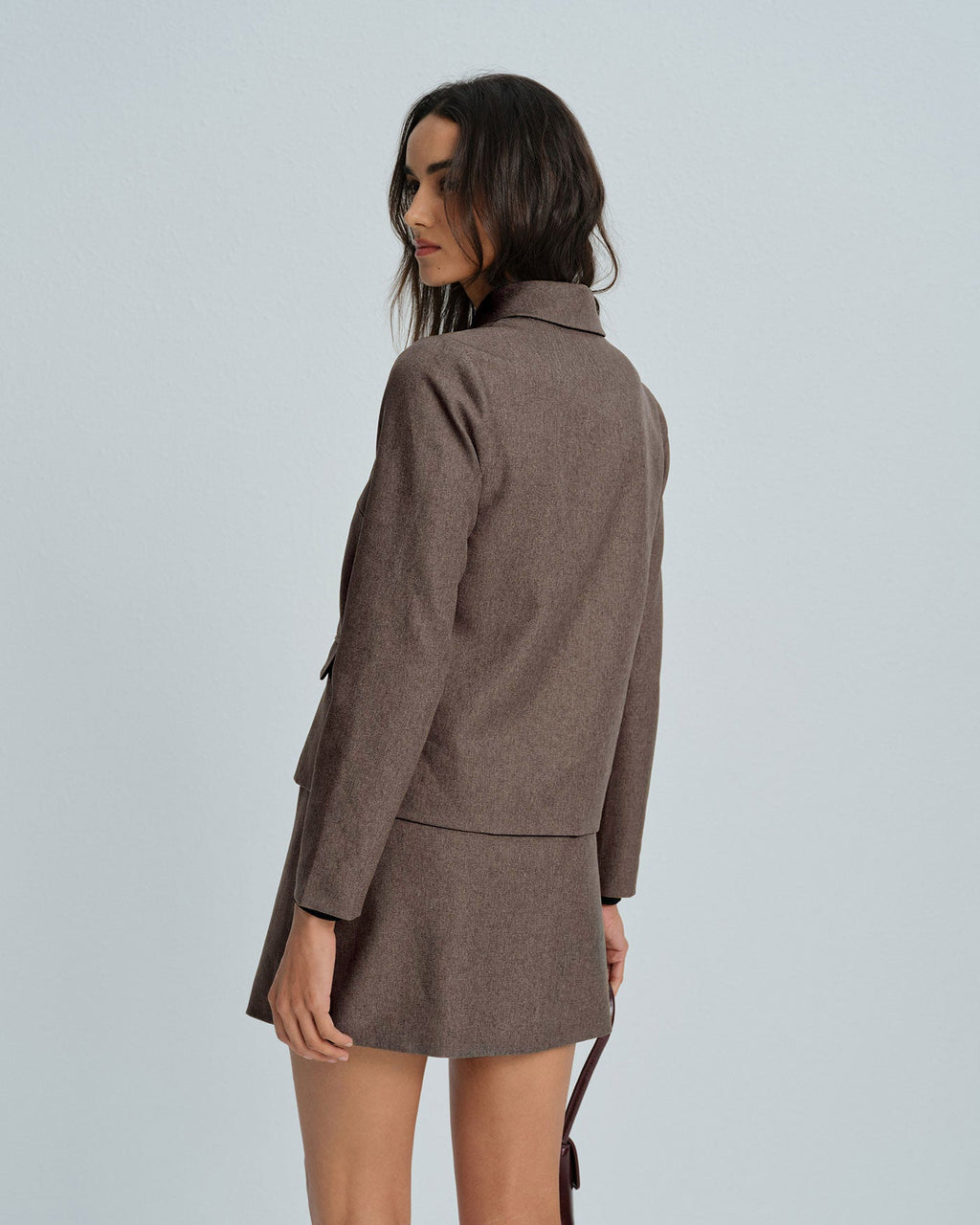 Solid Brown Single-Breasted Jacket