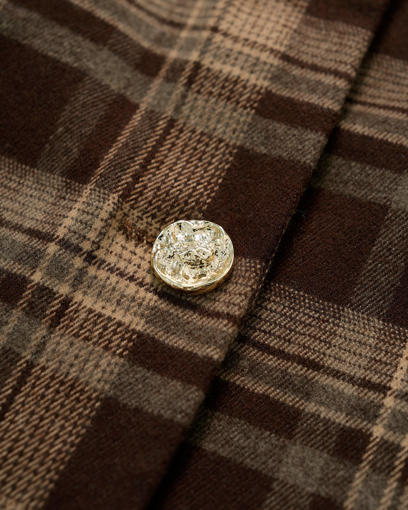 Brown Plaid Single-Breasted Blazer