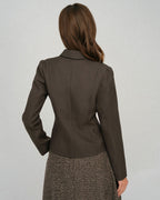 Solid Coffee Single-Breasted Jacket