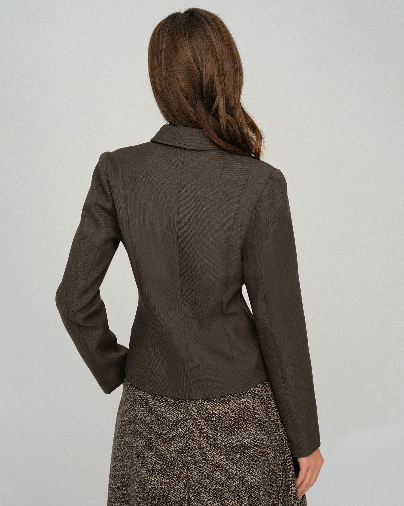 Solid Coffee Single-Breasted Jacket