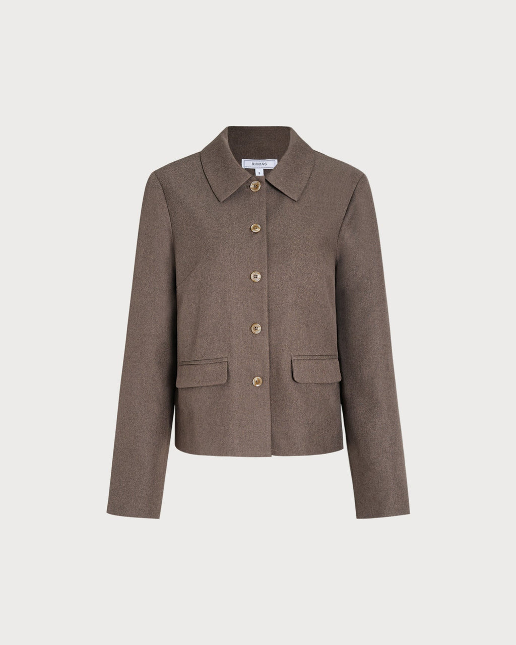 Solid Brown Single-Breasted Jacket