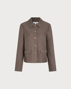 Solid Brown Single-Breasted Jacket
