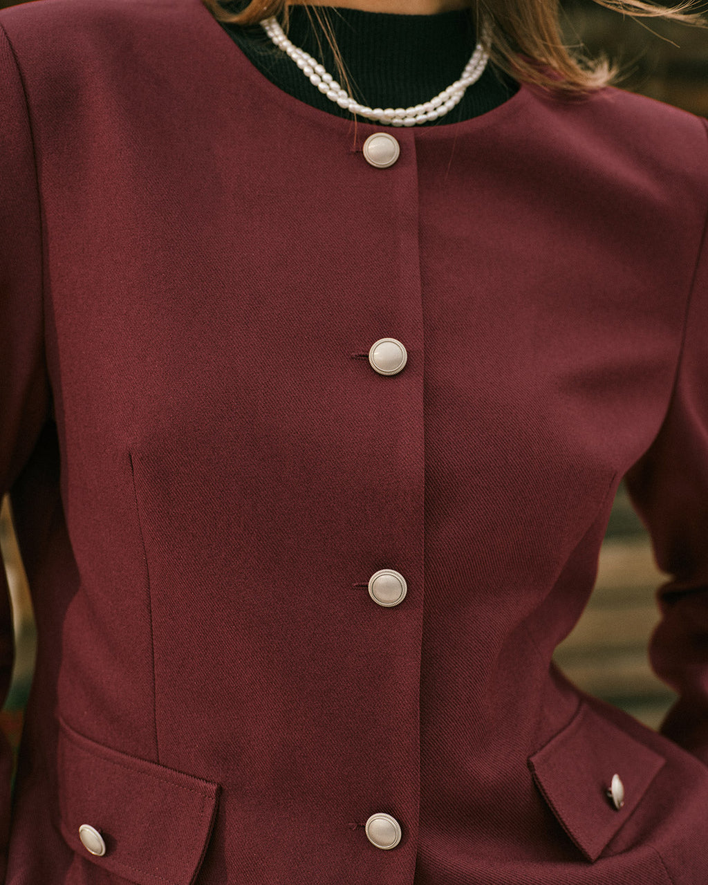 Single Breasted Jacket in Wine Red