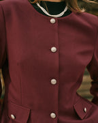 Single Breasted Jacket in Wine Red