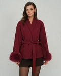 Wine Red Adjustable Drawstring Jacket
