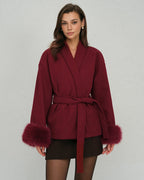 Wine Red Adjustable Drawstring Jacket