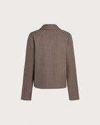 Solid Brown Single-Breasted Jacket