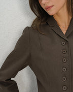 Solid Coffee Single-Breasted Jacket
