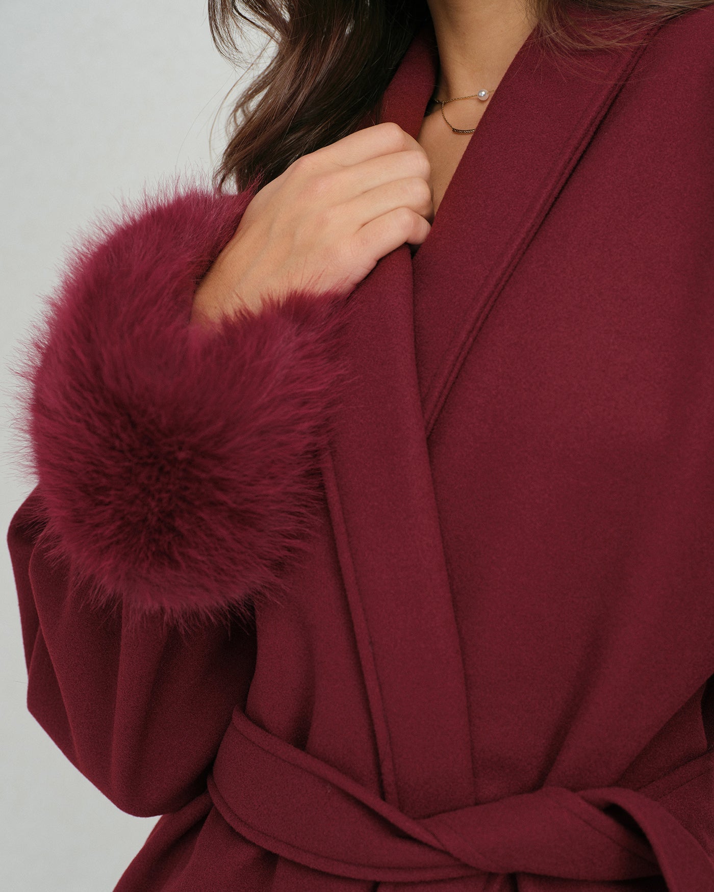 Wine Red Adjustable Drawstring Jacket