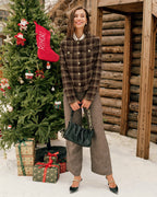 Brown Plaid Single-Breasted Blazer
