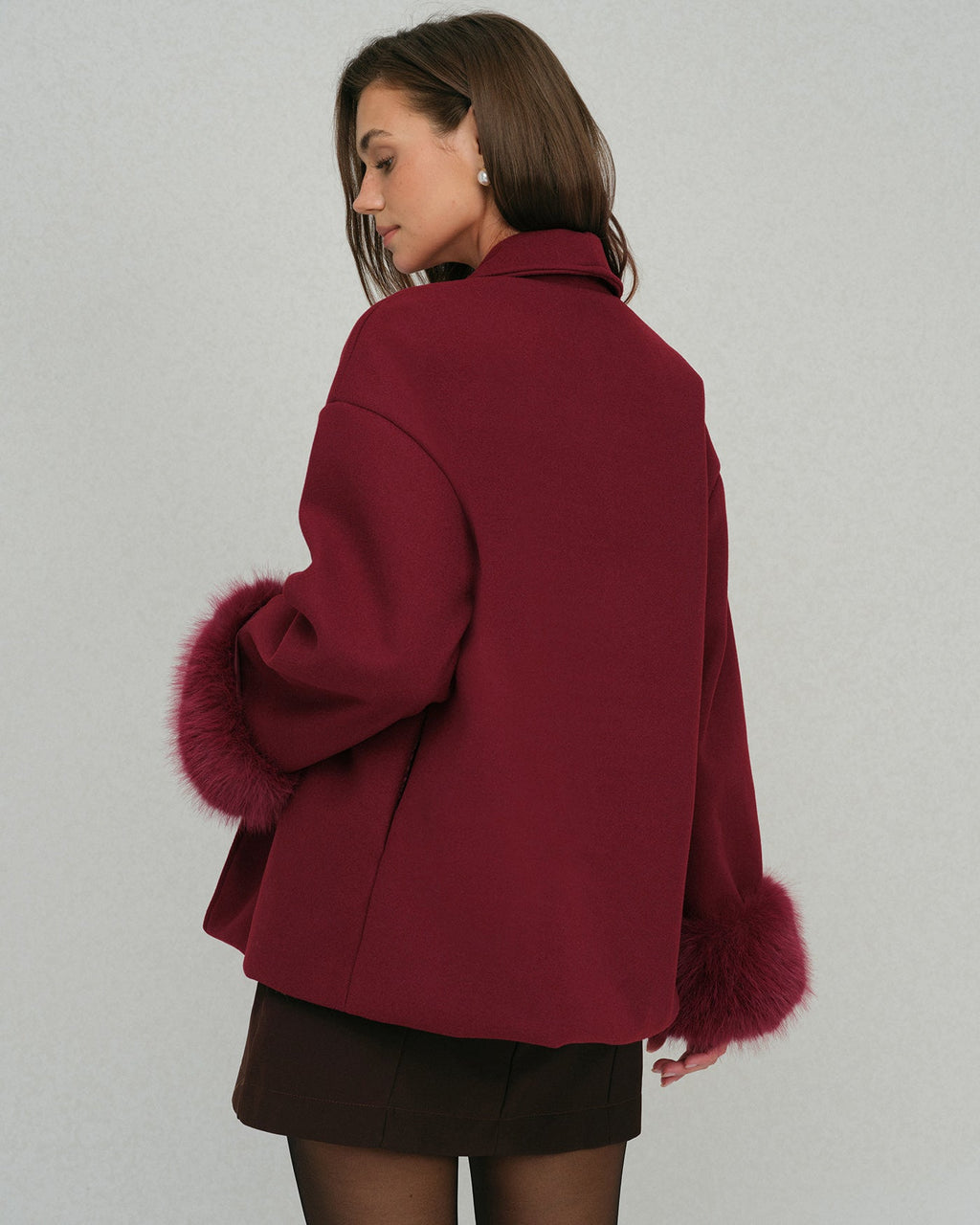 Wine Red Adjustable Drawstring Jacket