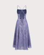 Blue Jacquard Maxi Dress with Slip Design