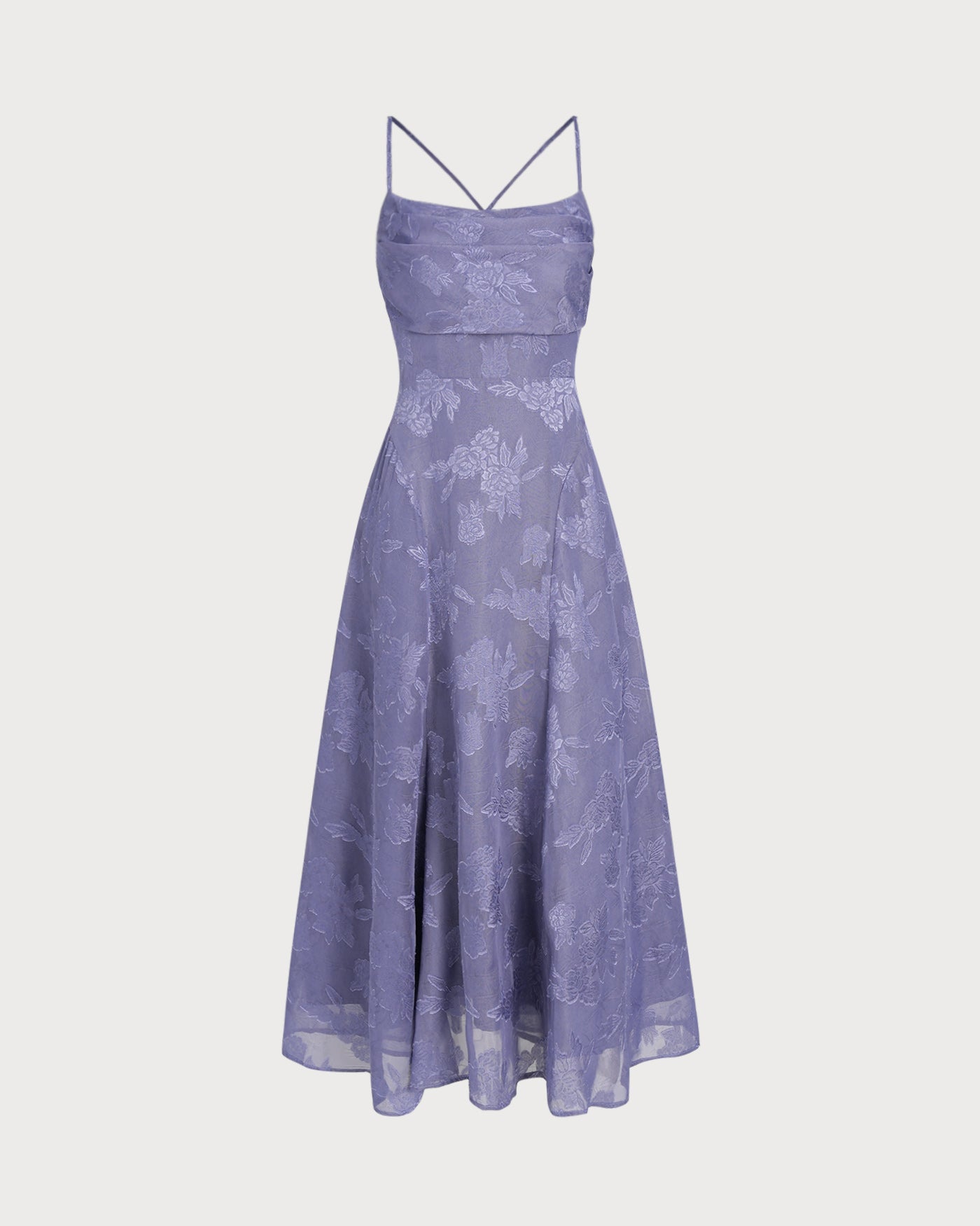 Blue Jacquard Maxi Dress with Slip Design
