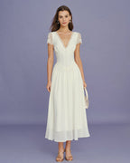 Maxi Dress with Apricot V-Neck and Lace Accents