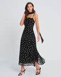 Maxi Dress with Black Polka Dots and Slip Design