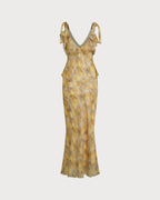 Maxi Dress with Ruffled Yellow Slip