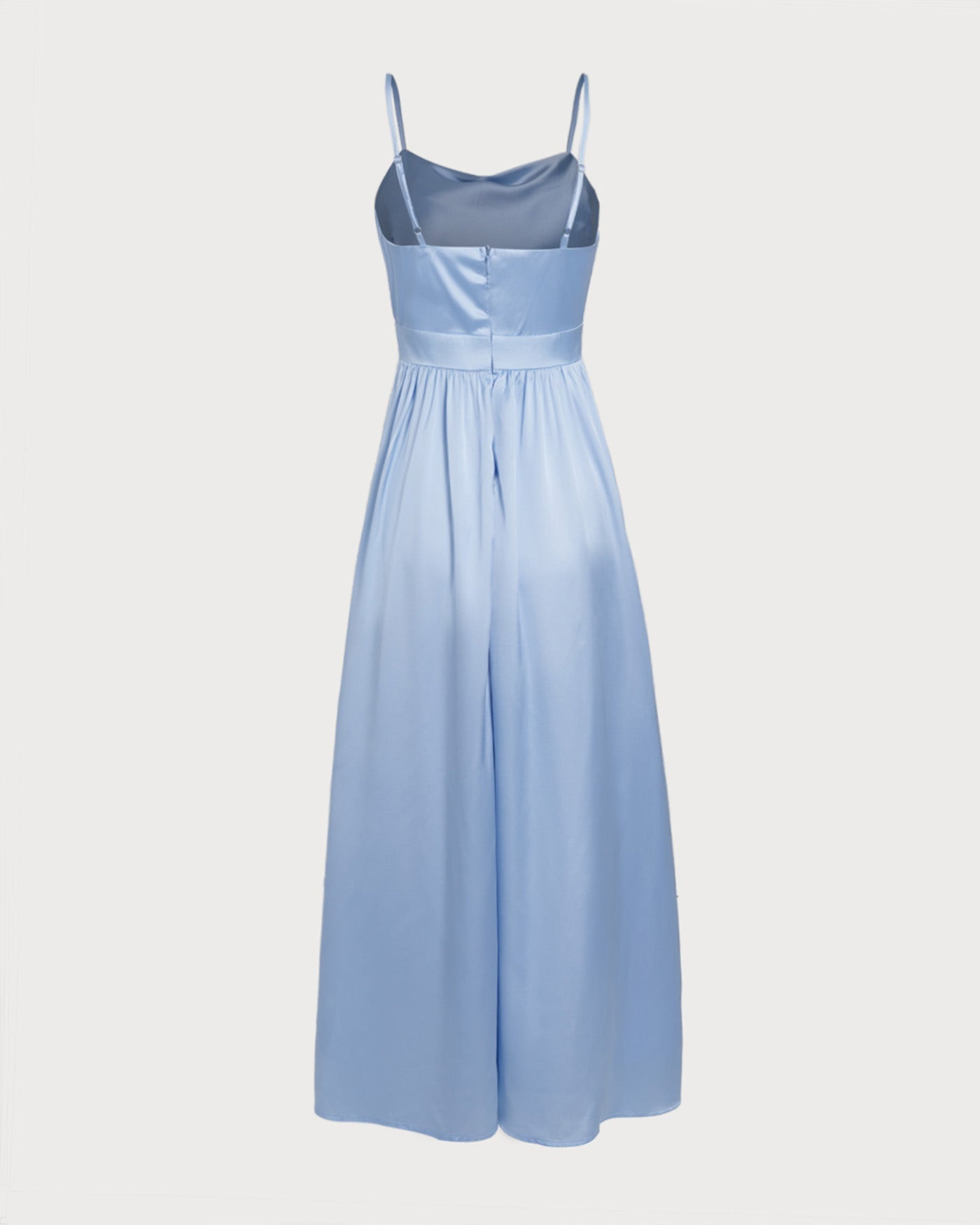 Ruched Maxi Dress in Blue Satin