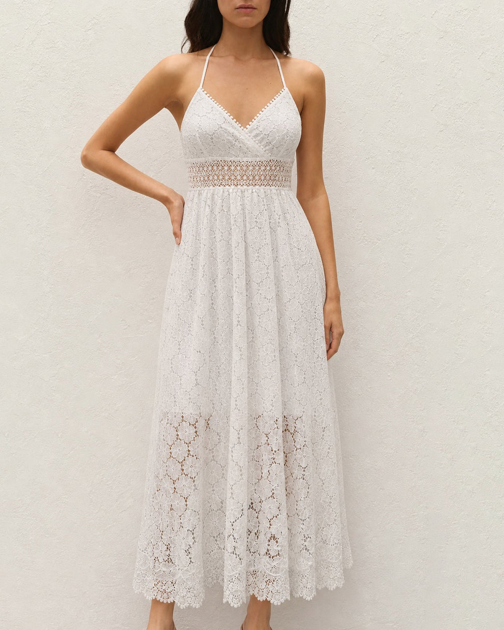 White Textured Cut-Out Maxi Dress