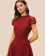 Floral Maxi Dress with Red Cap Sleeves
