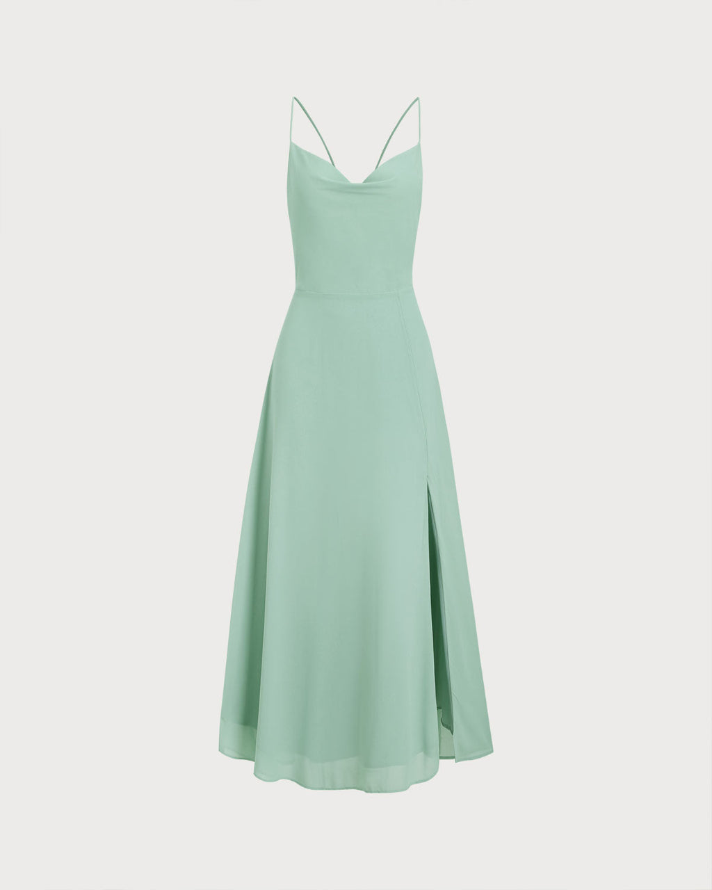 Backless Green A-Line Maxi Slip Dress