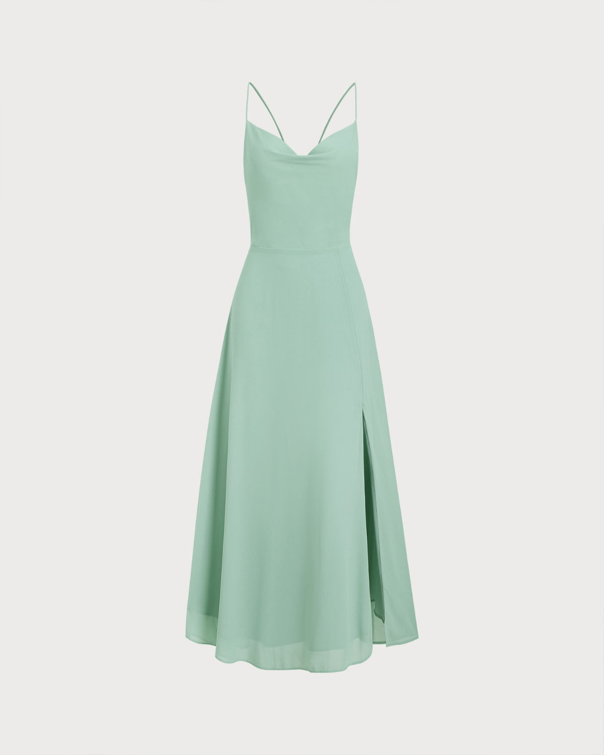 Backless Green A-Line Maxi Slip Dress