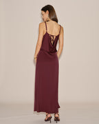 Solid Wine Red Slip Maxi Dress