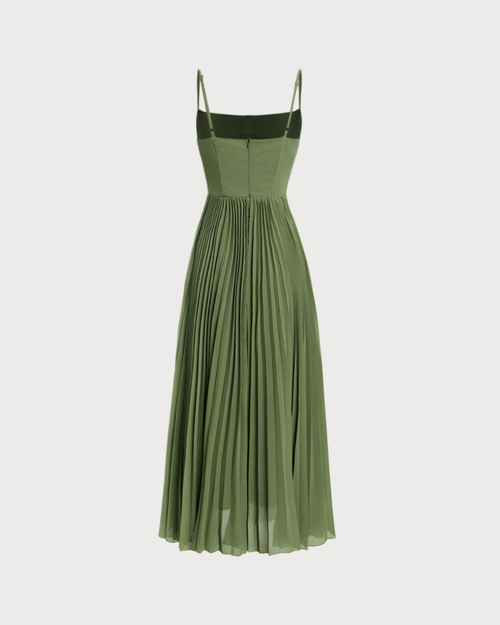 Flowy Maxi Dress with Sweetheart Neckline in Green