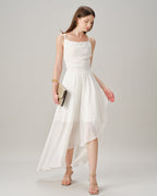Beige Cross-Back Chiffon Maxi Dress