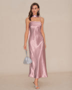 Mermaid Satin Maxi Dress in Pink Slip