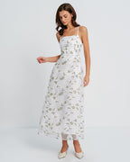 White Floral Maxi Dress with Slip Design