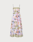 Floral Print A-Line Maxi Dress with Shirred Details