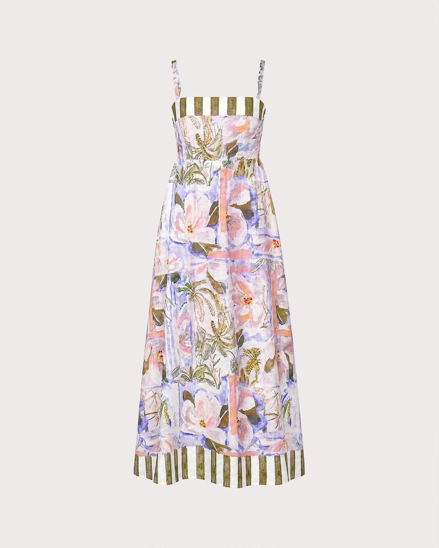 Floral Print A-Line Maxi Dress with Shirred Details