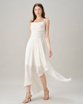 Beige Cross-Back Chiffon Maxi Dress