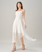 Beige Cross-Back Chiffon Maxi Dress