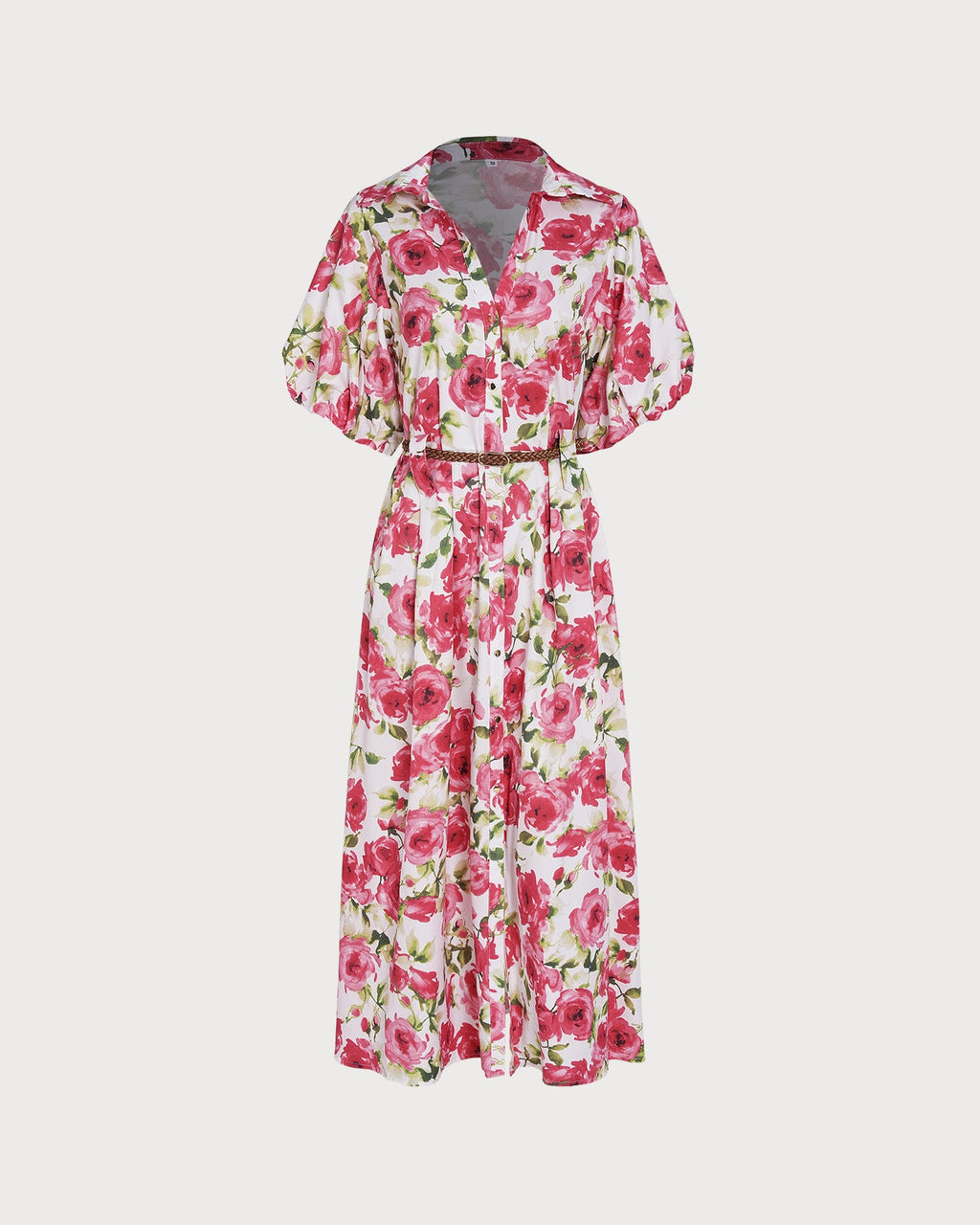 Floral Maxi Dress with Pink Collar