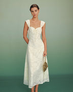 Apricot Jacquard A-Line Maxi Dress
