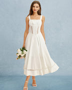 Maxi Dress with White Lace Accents